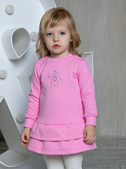 Платье "Базовый ассортимент" с котиком - Размер 98 - Цвет розовый - Картинка #1